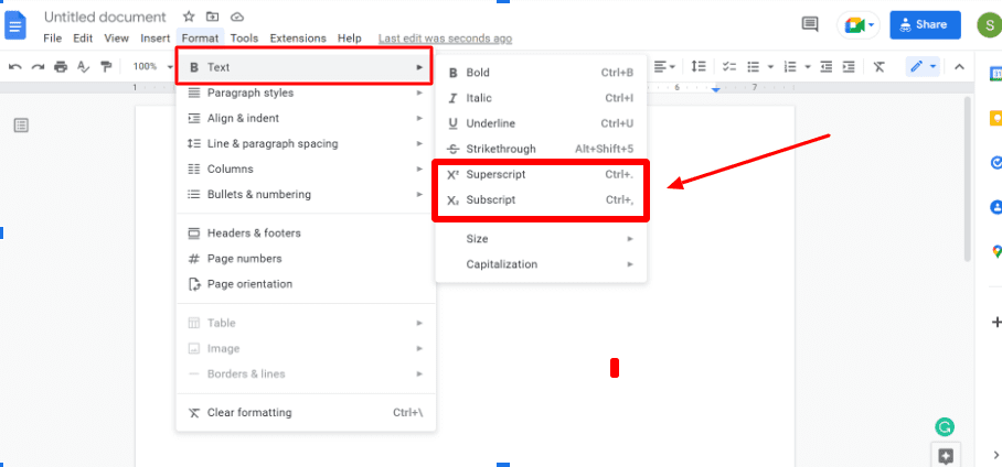 Como poner un subindice en google docs