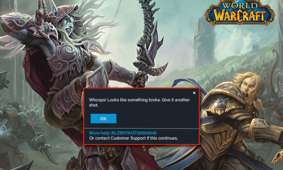 Correzione Impossibile aggiornare World of Warcraft BLZBNTAGT00000840 Errore