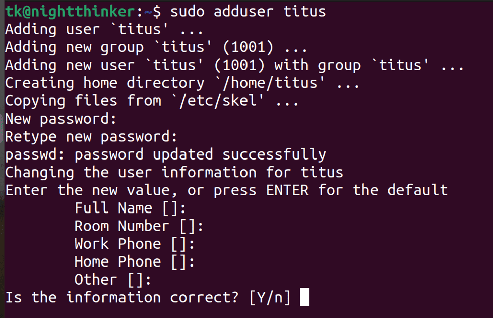Enter New Unix username что вводить.