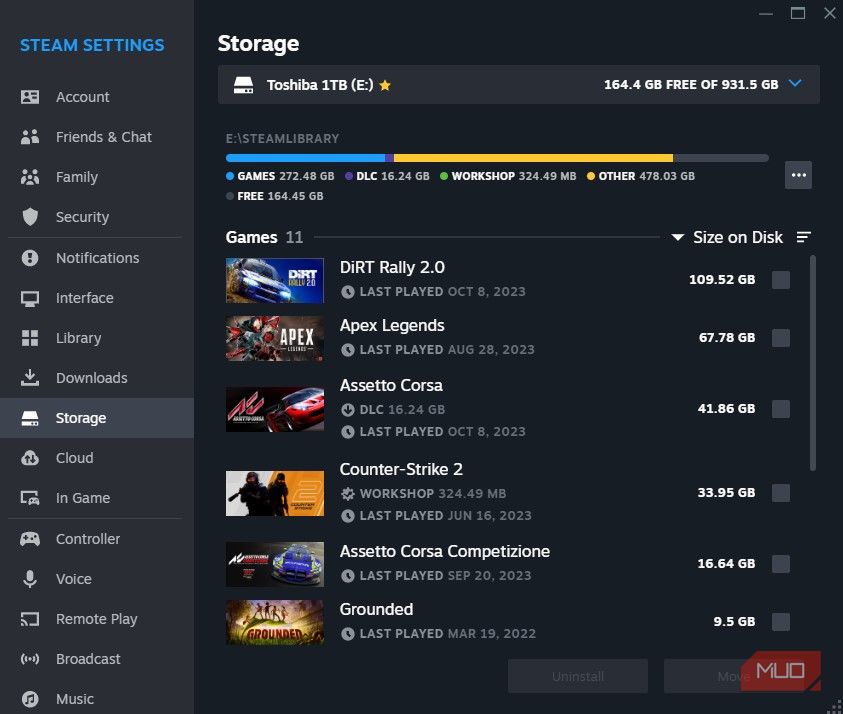 Come utilizzare Storage Manager di Steam per gestire rapidamente i tuoi giochi